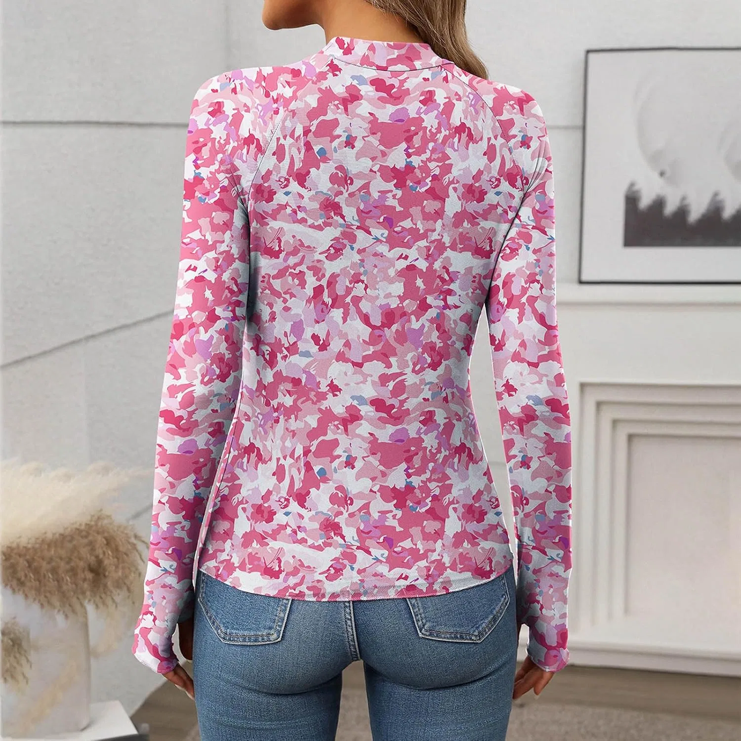 Топ с кружевными длинными рукавами, сетчатый, Uillui, цвет A01^hot Pink — фото 4