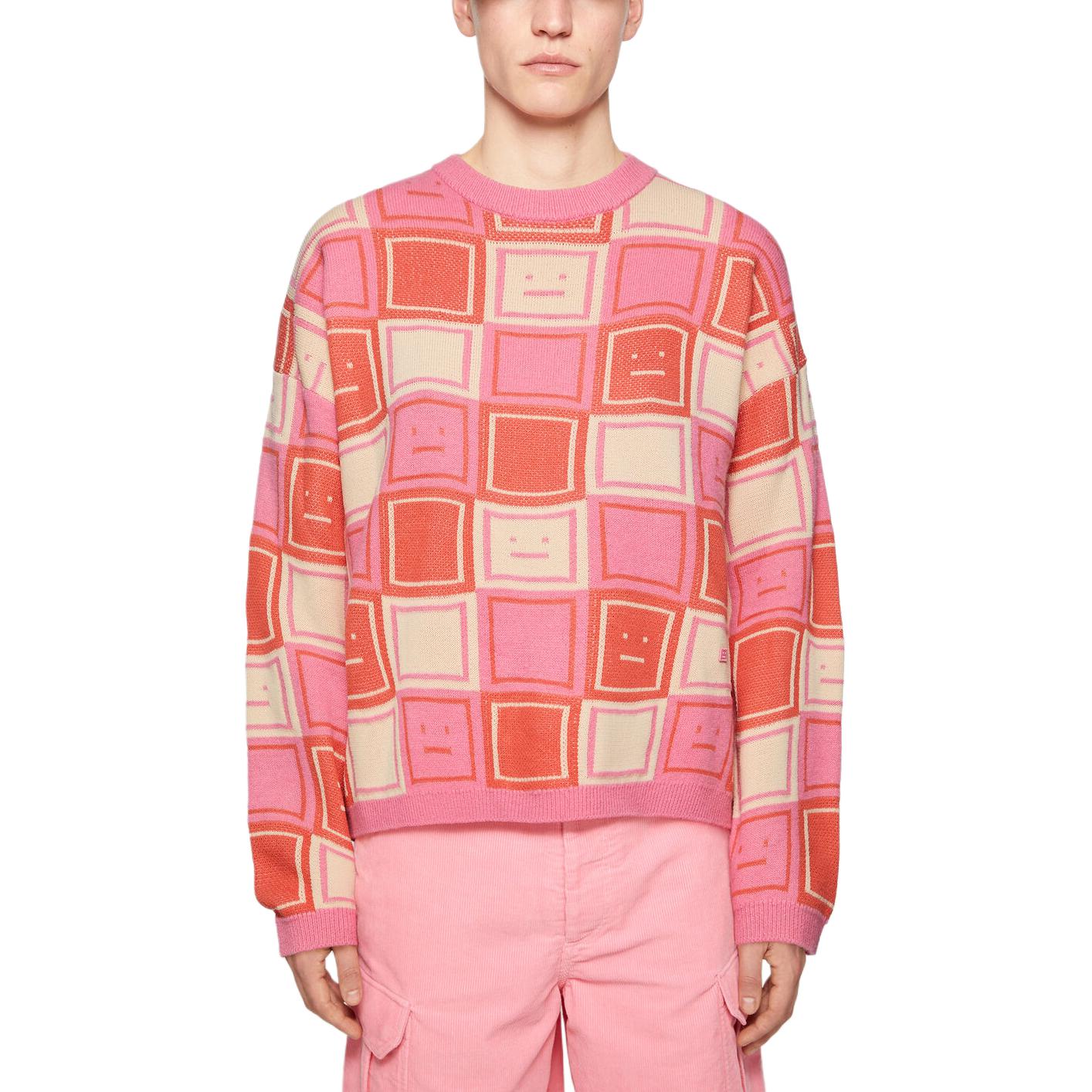 Джемпер с логотипом в технике жаккард Acne Studios, Ржаво-оранжевый/Танго-розовый — фото 3