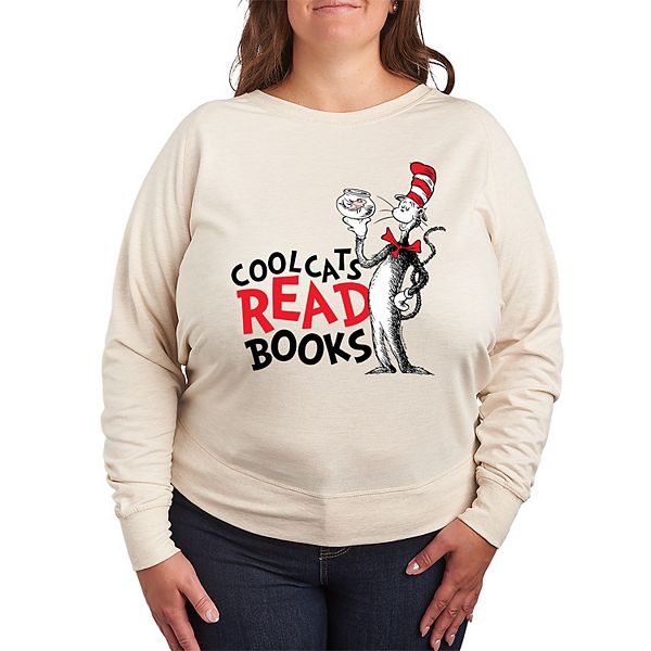 

Футболка с длинным рукавом French terry Plus size Cool cats read books Dr. Seuss