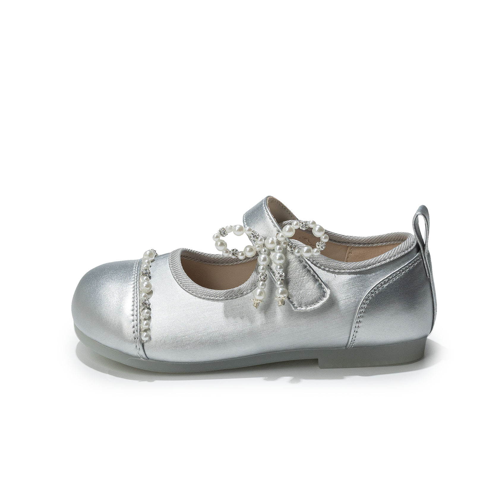 

Детские низкие кожаные туфли Tongmengqiantian, серебро