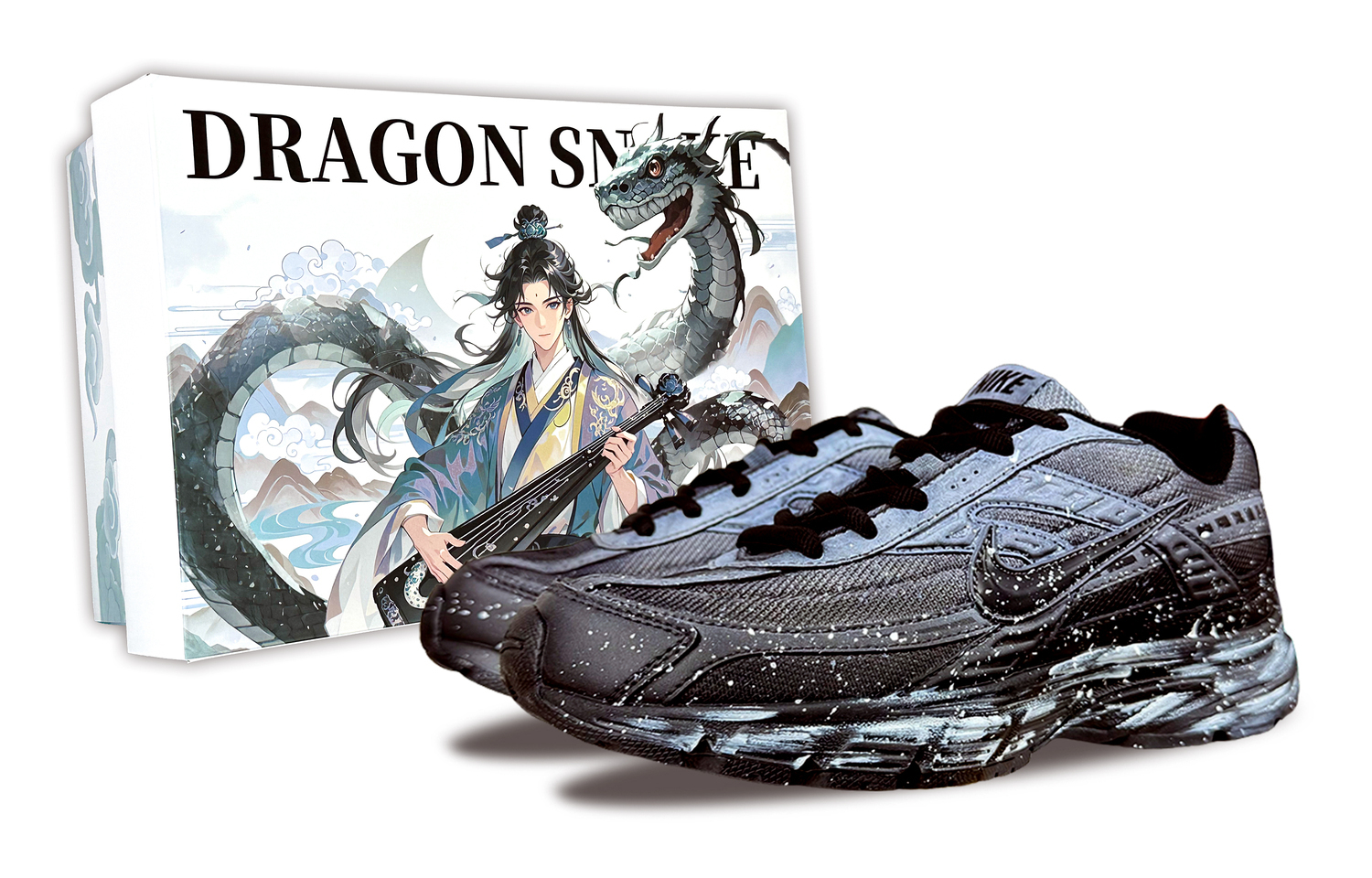 

Nike Инициатор устойчивые к истиранию беговые кроссовки унисекс black white gray