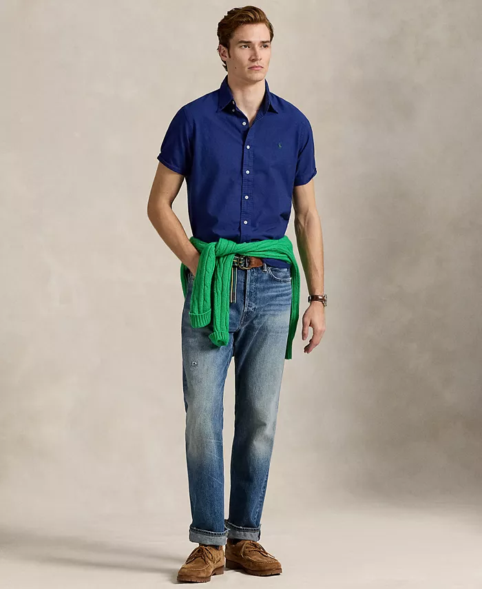 Мужская оксфордская рубашка с предварительной окраской ткани Polo Ralph Lauren, синий — фото 2