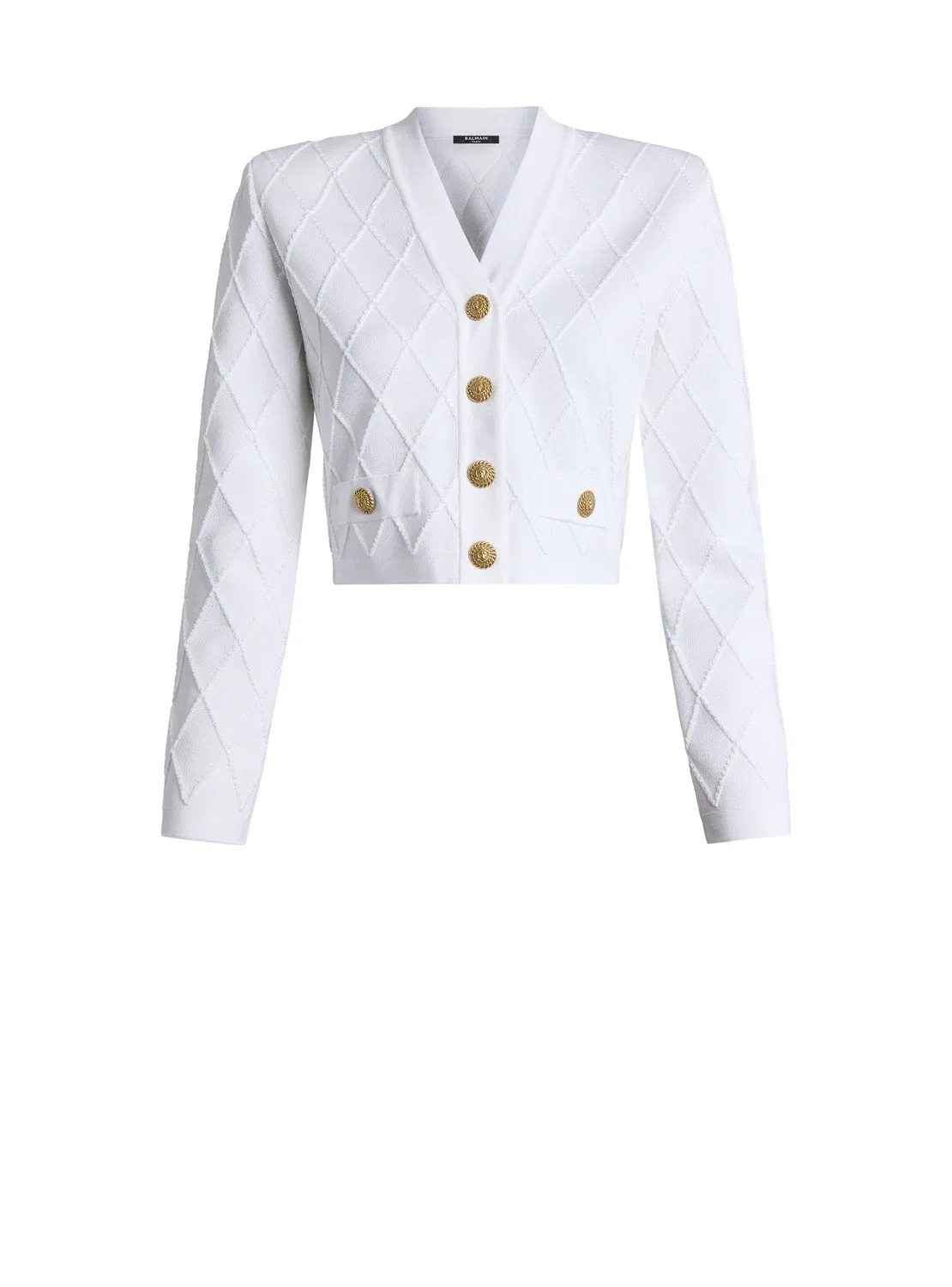 Укороченный вязаный кардиган Balmain, белый