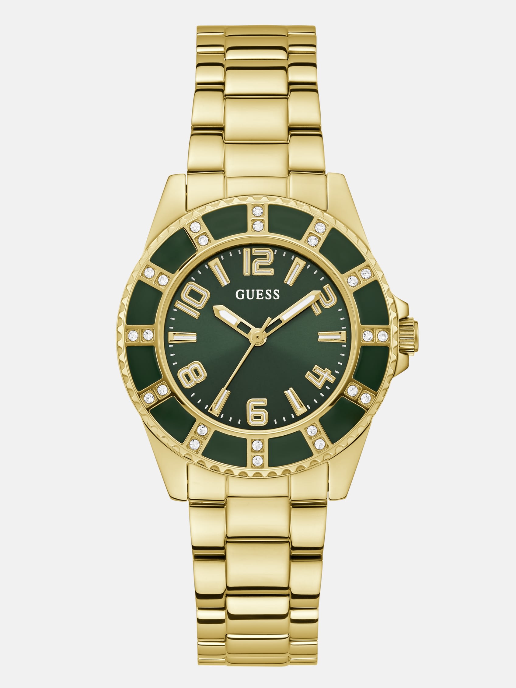 

Аналоговые часы в зелено-золотистых тонах Guess Factory