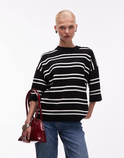 

Черная компактная структурированная футболка оверсайз в полоску ASOS DESIGN, Черный, Черная компактная структурированная футболка оверсайз в полоску ASOS DESIGN