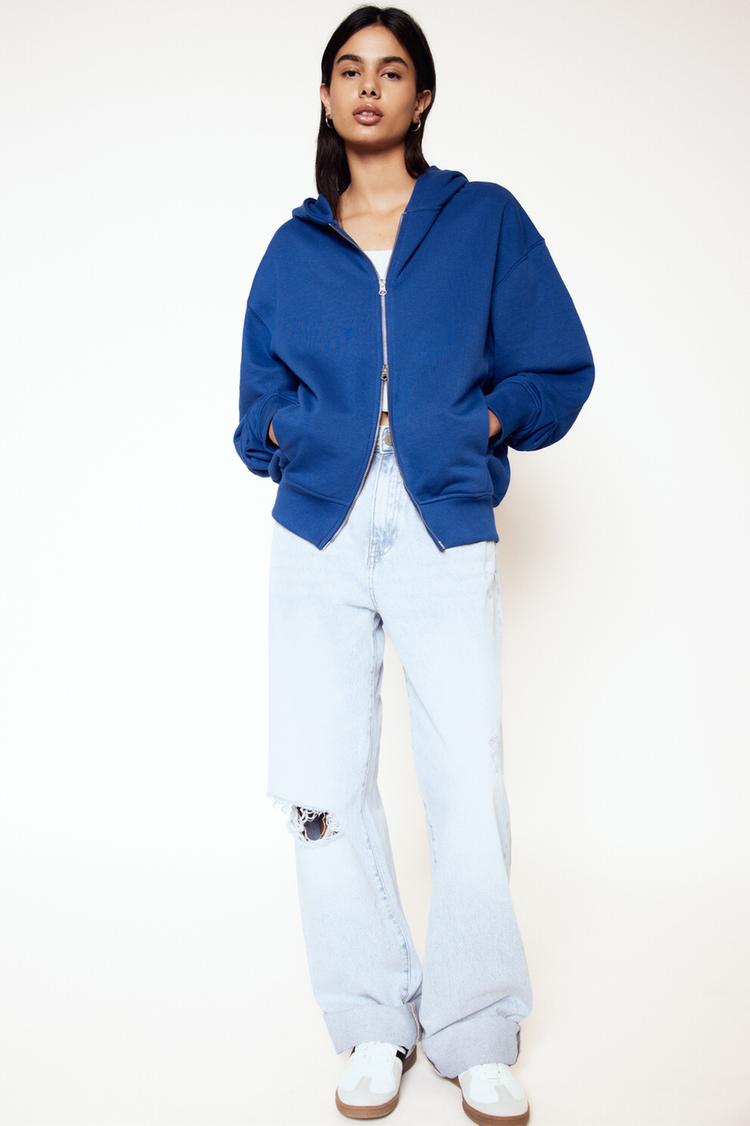 

Толстовка с капюшоном на молнии Pull And Bear, синий