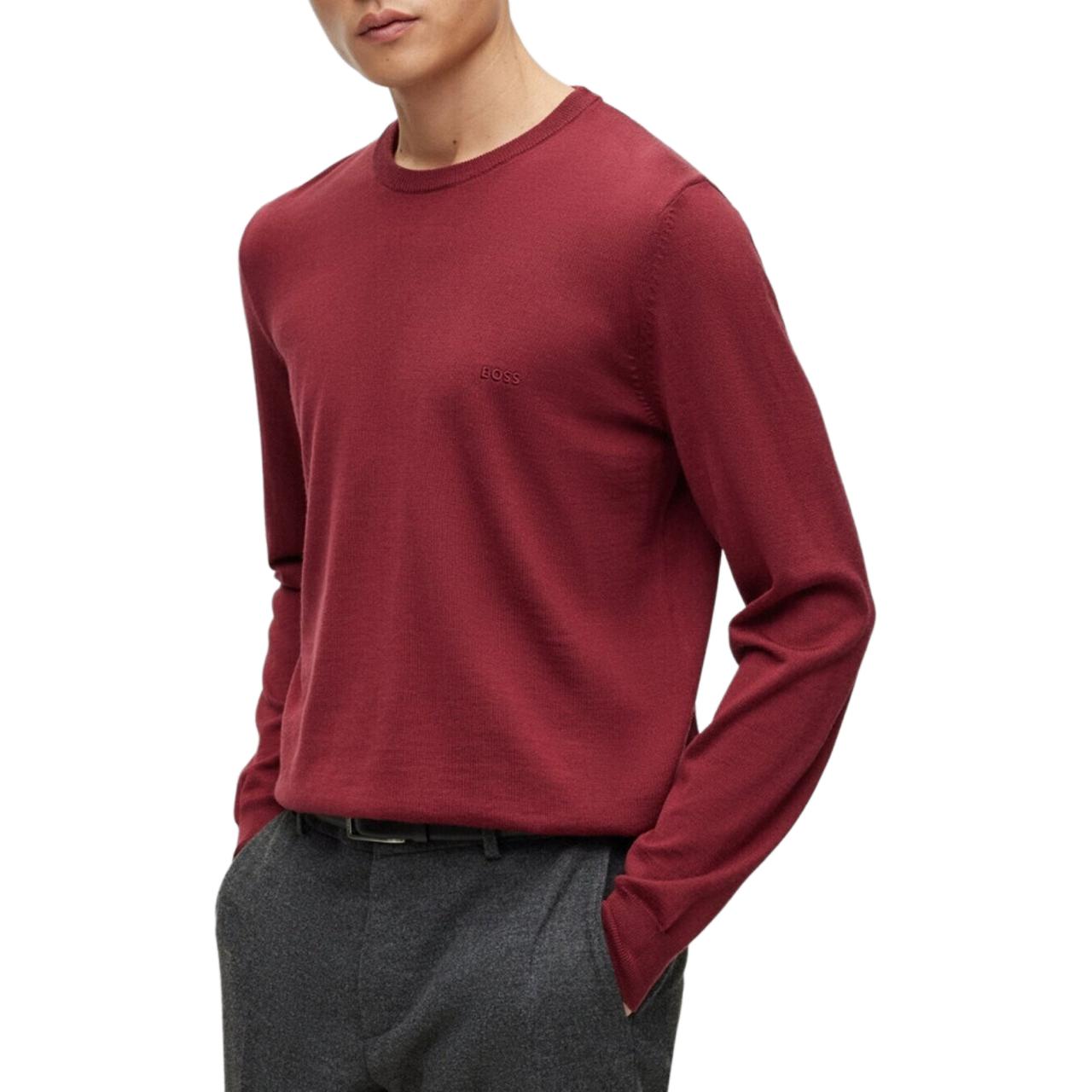 

Вязаный джемпер с вышитым логотипом HUGO BOSS, Burgundy