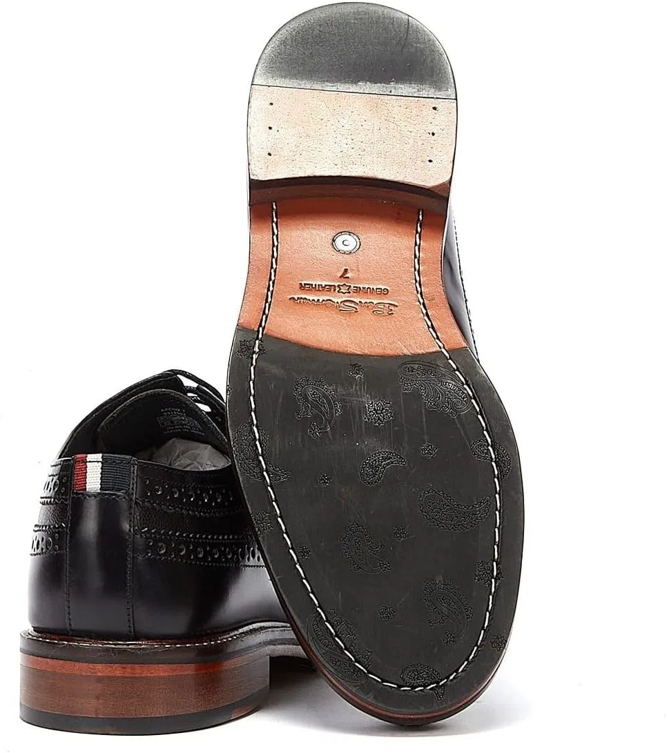 Мужские кожаные туфли на шнуровке Ben Sherman Archie Brogue черного цвета — фото 4