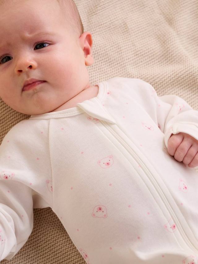 Детский хлопковый комбинезон с молнией Purebaby, Pack of 2, Pink Bear — фото 4