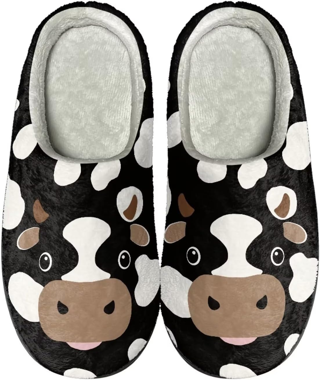 

Домашние и тапочки для женщин, мужские удобные фланелевые теплые тапочки на плоской подошве, зимние домашние сабо Tofrimade, Cute Cow