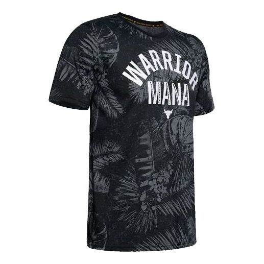 

Футболка men's project rock aloha camo alphabet pattern printing sports short sleeve black Under Armour, черный