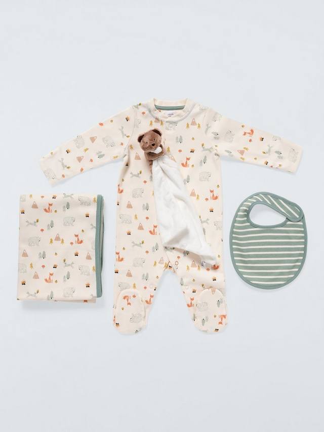 

Детский комбинезон с животными John Lewis, Bib, Blanket and Bear Comforter Gift Set