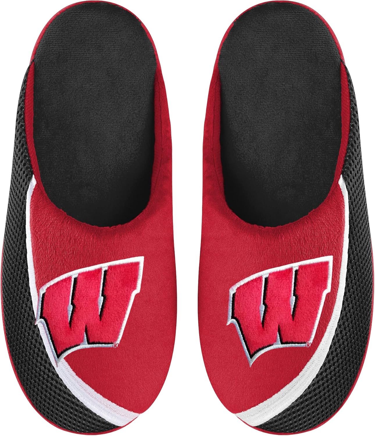 

Мужские тапочки FOCO NCAA 2022 с большим логотипом и цветной окантовкой, Wisconsin Badgers