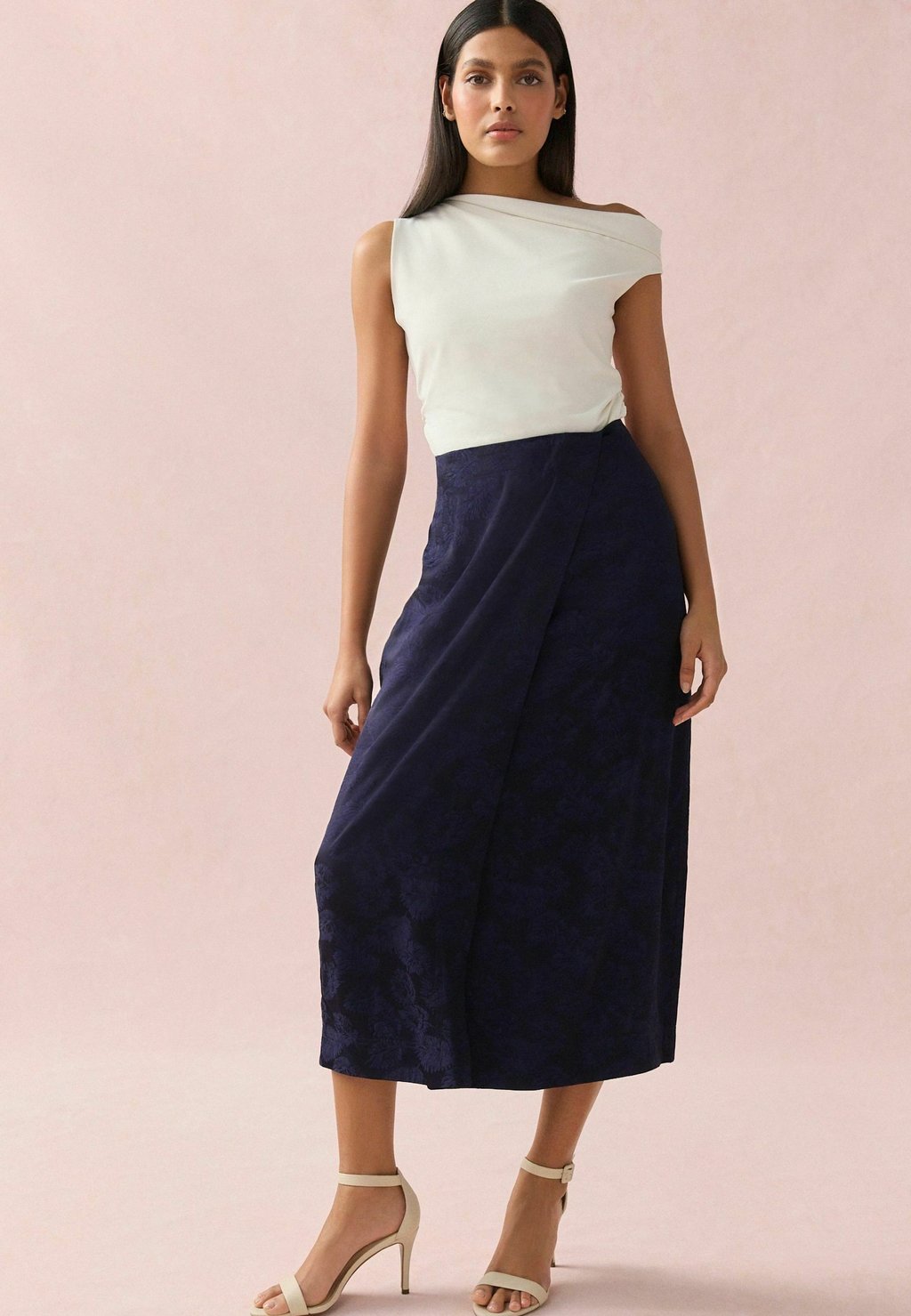 Юбка с запахом REGULAR FIT - JACQUARD MIDI SARONG - A-line skirt Next, синий — фото 2