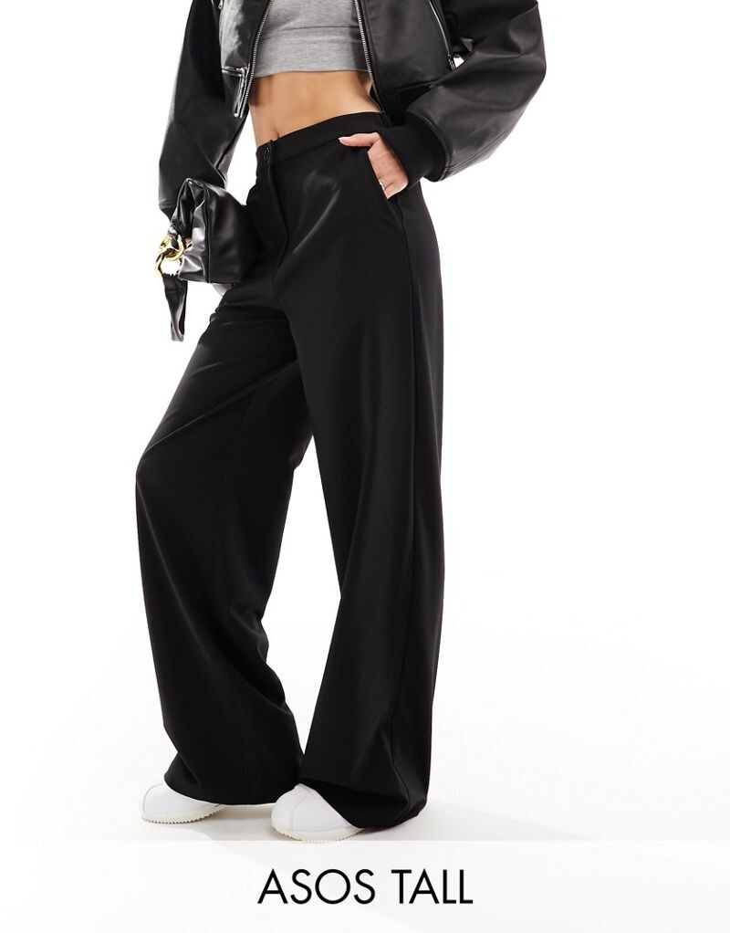 

Черные широкие брюки для папы ASOS DESIGN Tall
