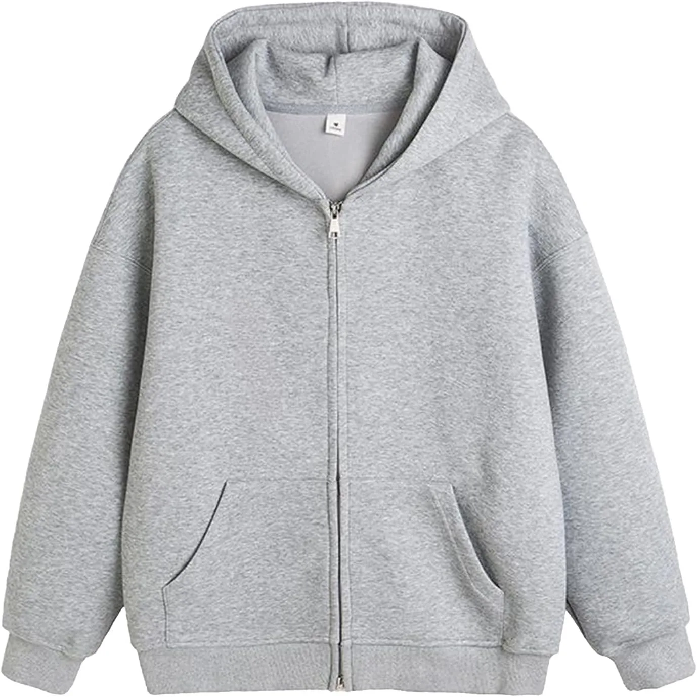 

Мужская флисовая толстовка с капюшоном и карманами, свободный крой, на молнии