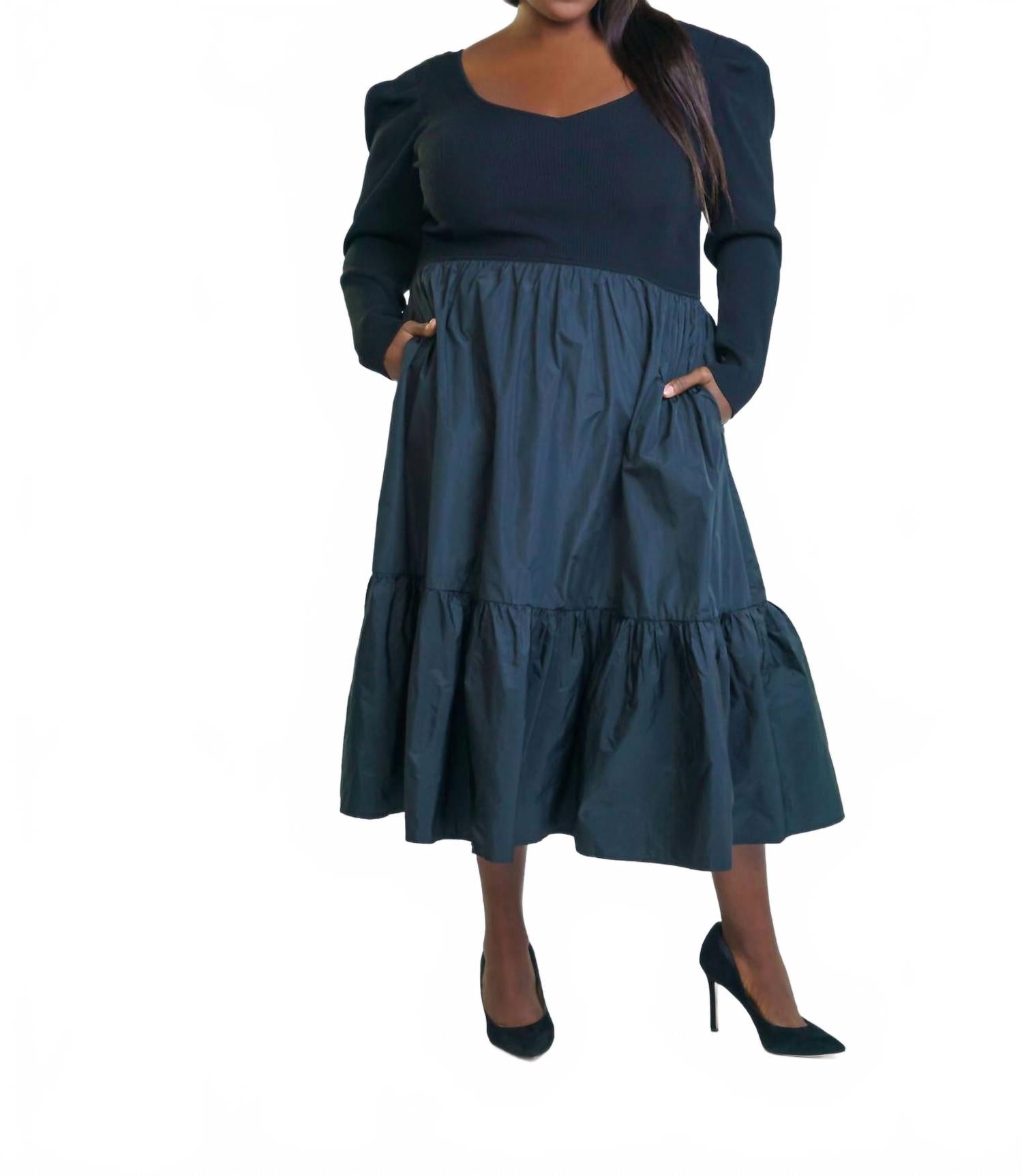 

Элеонора Миди платье плюс в черном Tanya Taylor