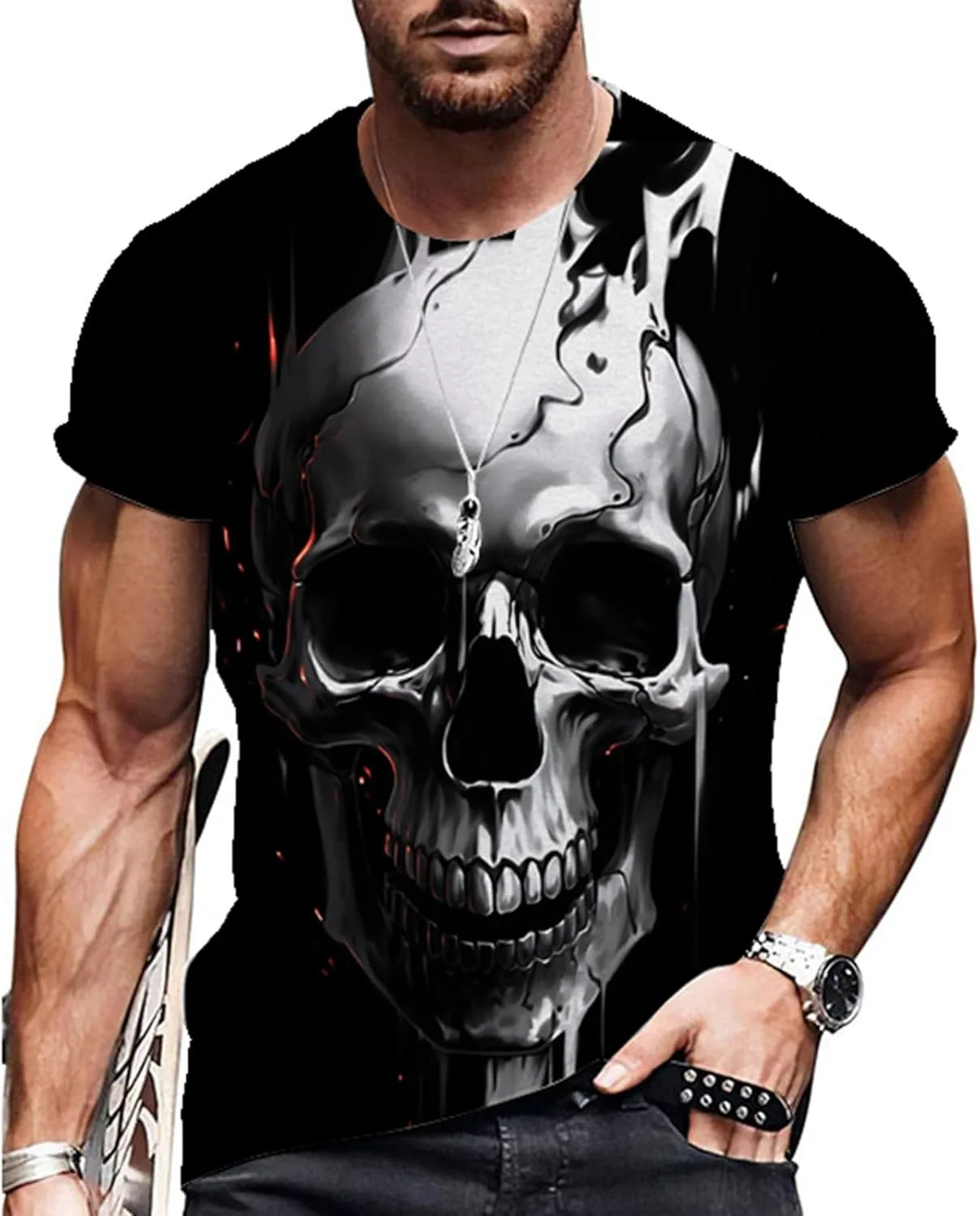 Футболка с 3D-принтом Skull Graphic для мужчин — фото 2