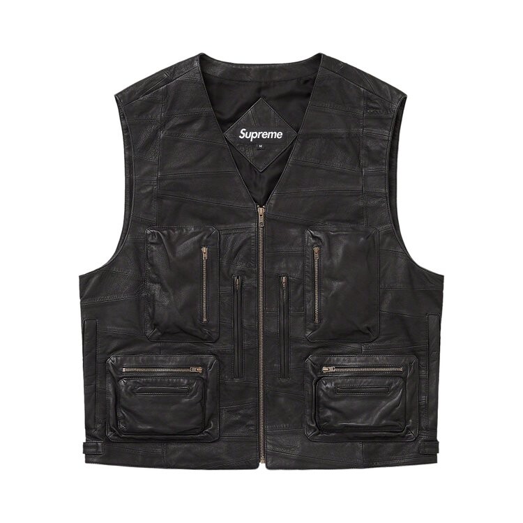 

Жилет Supreme Patchwork Leather Cargo Vest, черный