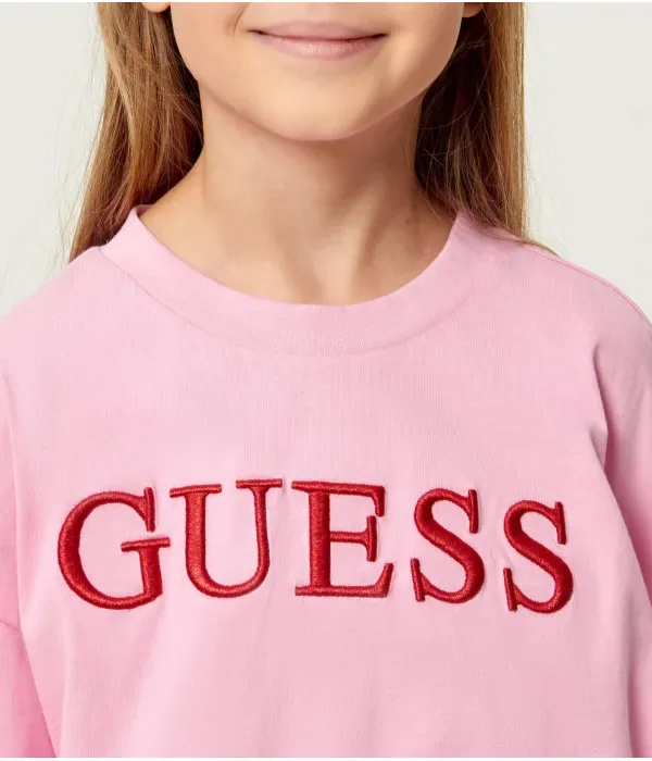 Футболка cropped fit Guess, розовый — фото 4