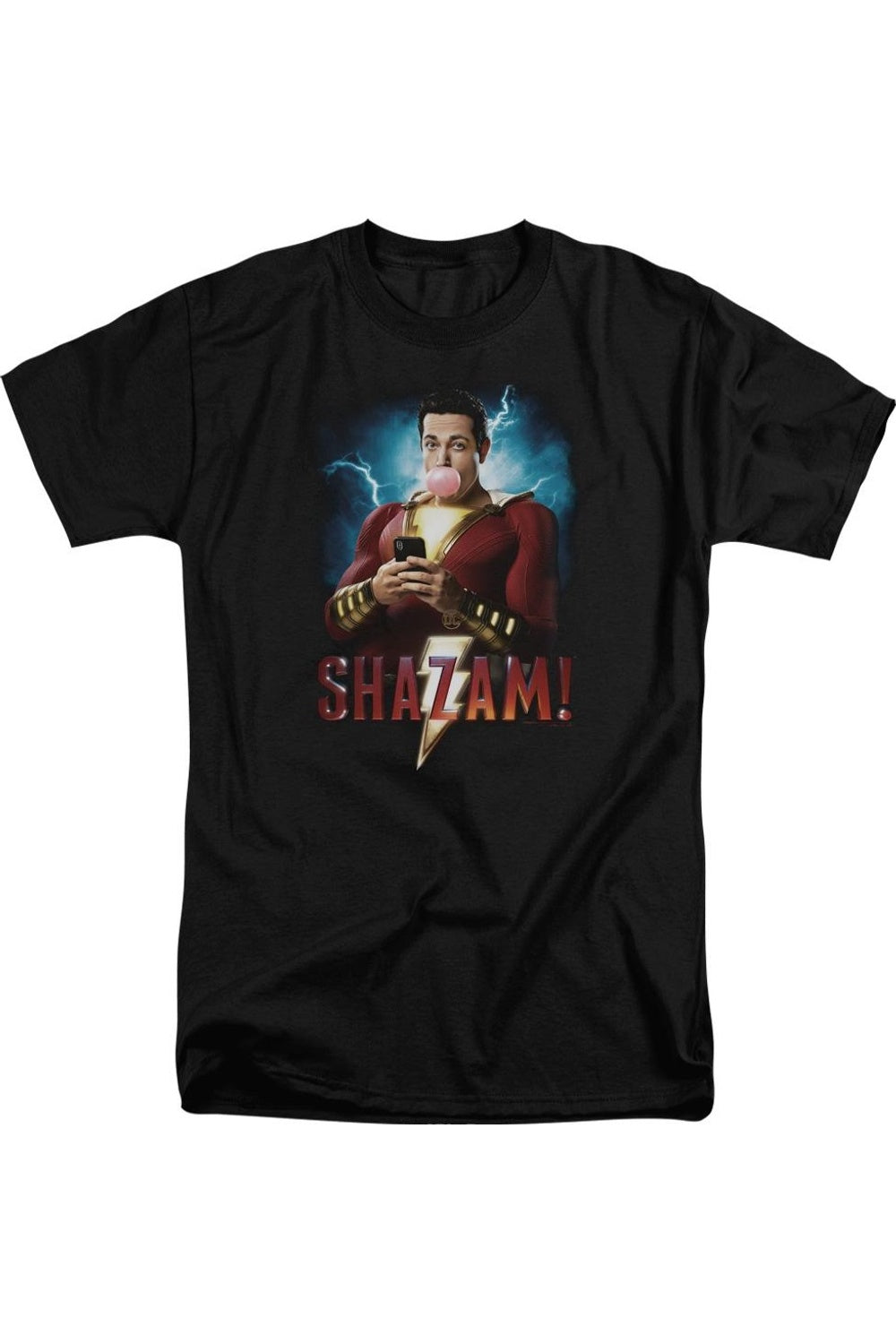 

Футболка с коротким рукавом для взрослых с изображением фильма «Шазам» Shazam Movie, черный