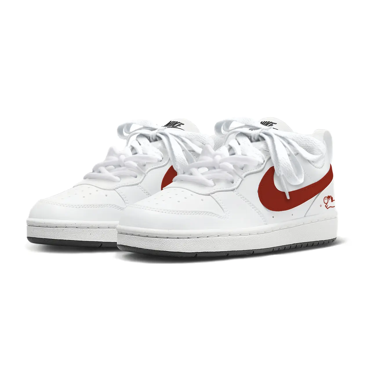 Nike Детские скейтбордистские кроссовки Court Borough Continuous Good Luck с низким верхом, белые и красные, для подростков — фото 4