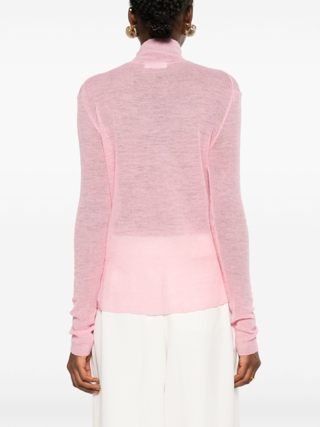Jil Sander полупрозрачный джемпер с нашивкой-логотипом, розовый — фото 4