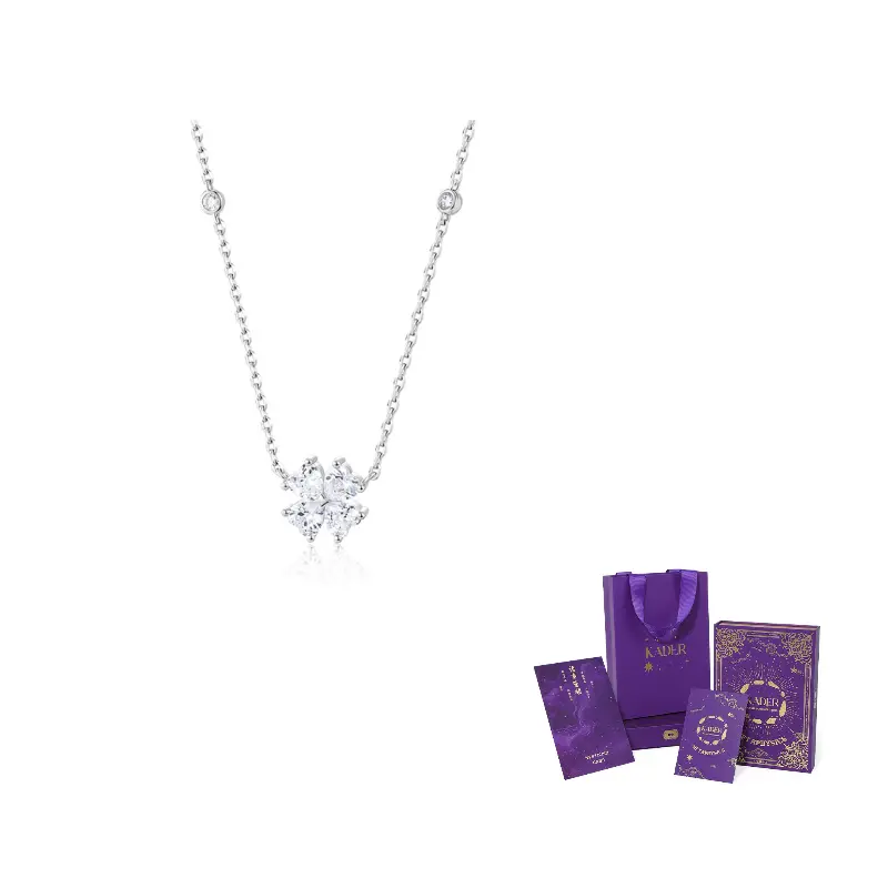 

Женское ожерелье в двухцветной коробке Kader, heart four-leaf clover necklace-999 серебро dream белый