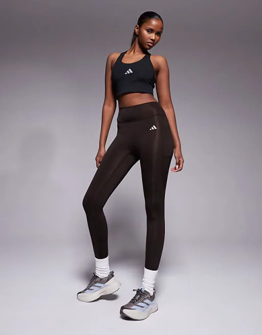 Коричневые леггинсы 7/8 adidas Training Optime Essentials