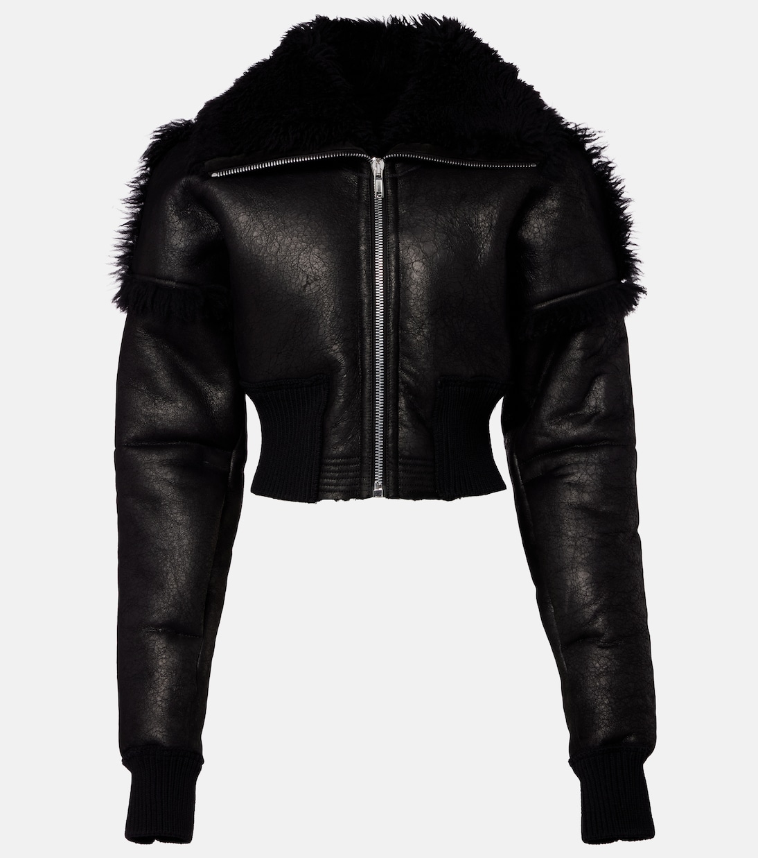 

Укороченная кожаная куртка Flight Rick Owens, черный