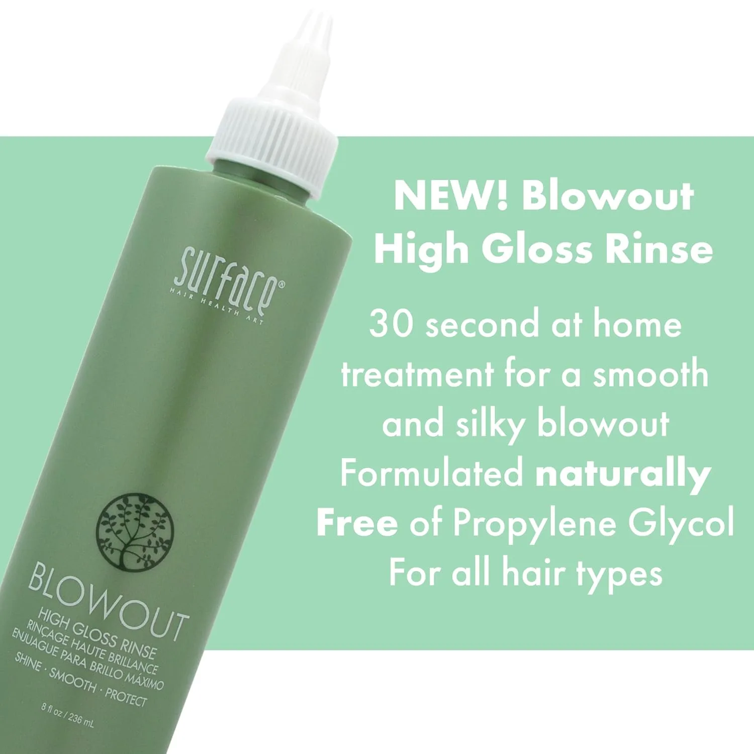Ополаскиватель для волос SURFACE Hair Blowout High Gloss Rinse - органические ингредиенты для женщин и мужчин, термостойкий, с маслом бабассу для более длительной укладки - 8 жидких унций — фото 2