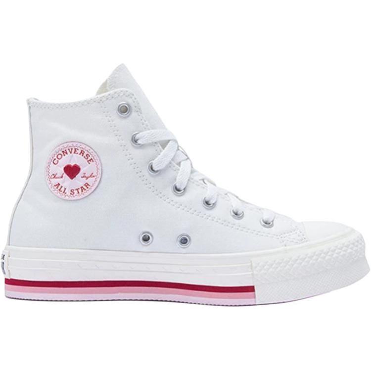Детские кеды All Star High Top из хлопка Converse, белый/розовый — фото 2