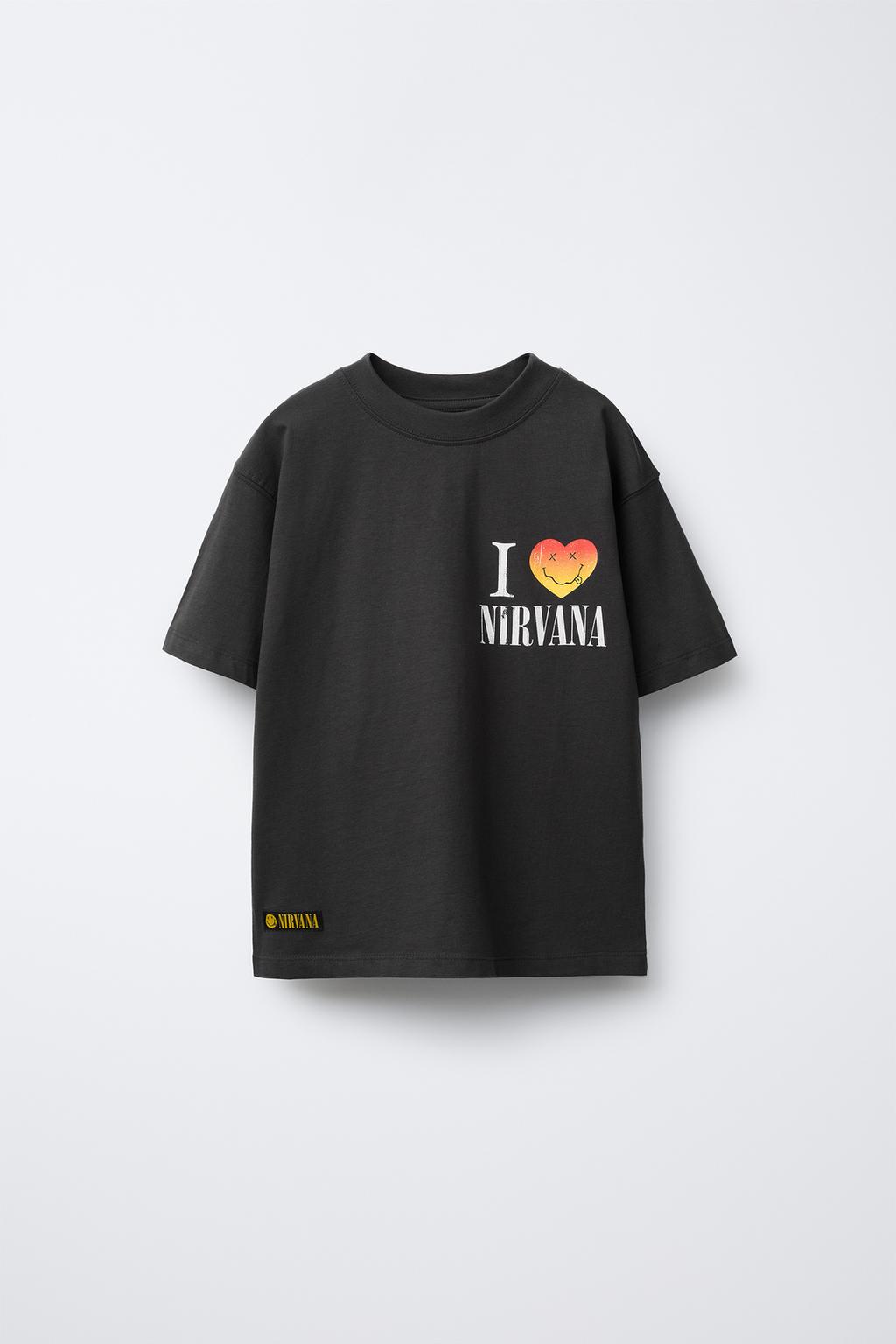 

Футболка с принтом nirvana ZARA, антрацитовый серый