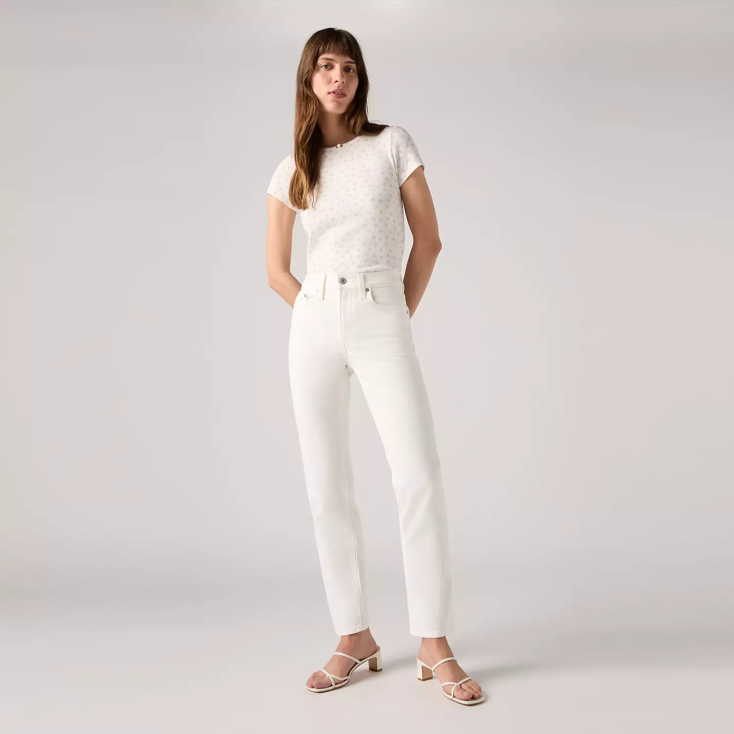 

724 Прямые женские джинсы с высокой посадкой Levi's, цвет Cloud Dancer - White