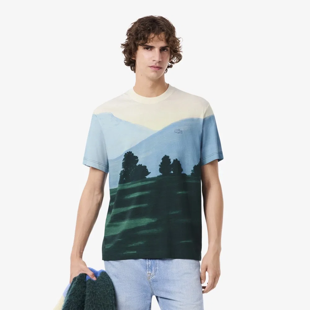 Мужская жаккардовая футболка Holiday зелёная от Lacoste