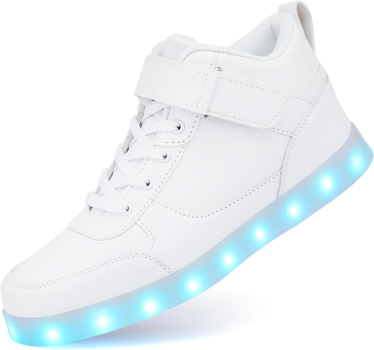 

Светящиеся кроссовки LED унисекс на высокой подошве с подсветкой, мигающие, с USB зарядкой, на шнуровке, для женщин и мужчин Feancy, Gb White
