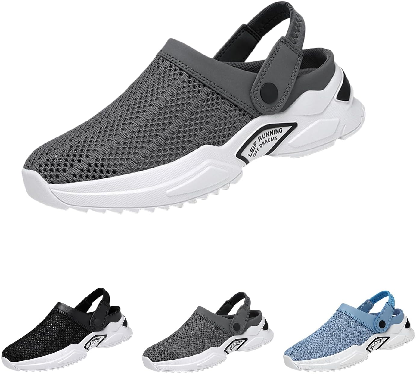 

Мужские ортопедические босоножки с вырезами на лето, дышащая вязаная сетка, толстая подошва, сандалии-слипон с вязаными элементами, с поддержкой свода стопы Generic, серый