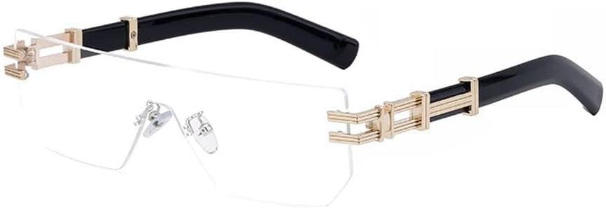 

Солнцезащитные очки LVTFCO большого размера без оправы для мужчин и женщин, модные винтажные очки в металлической оправе, очки для мужчин с защитой от УФ-излучения UV400, C7goldwhite