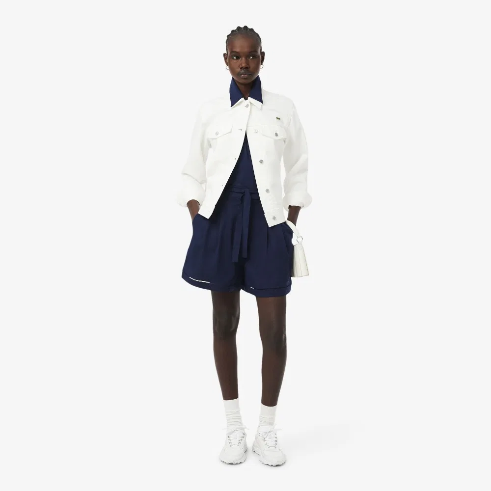 Шорты-бермуды Lacoste Тёмно-синие из смесового льна — фото 4