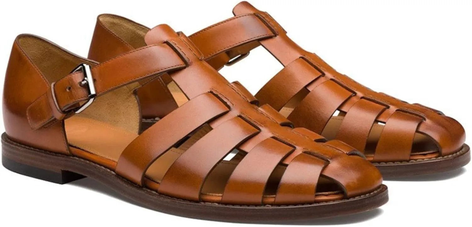 

Европейские и американские мужские сандалии типа "Fisherman", летние кожаные повседневные дышащие ботинки-«баоту» Vannida, коричневый