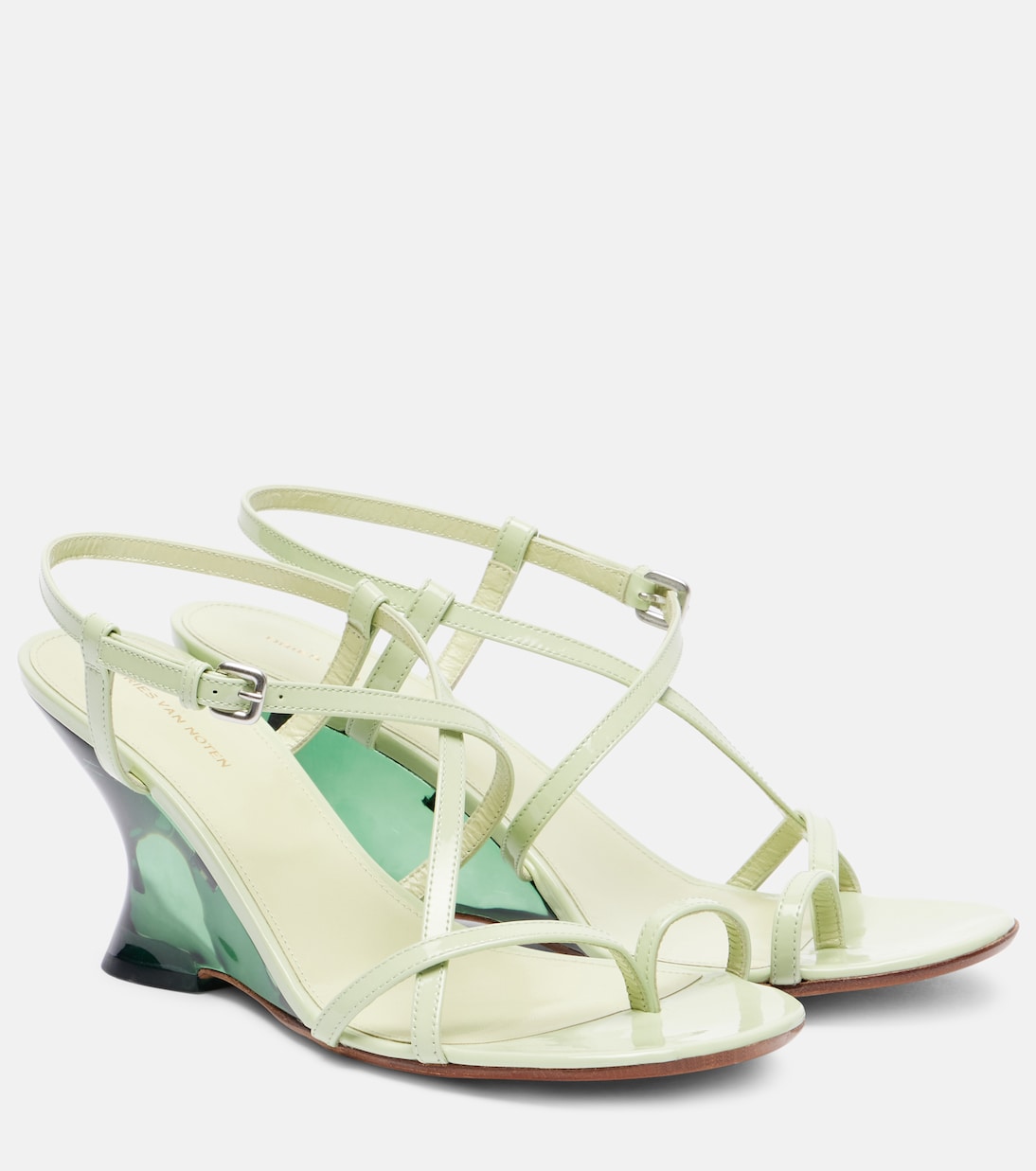 Босоножки Bulle 105 из лаковой кожи Dries Van Noten, Mint