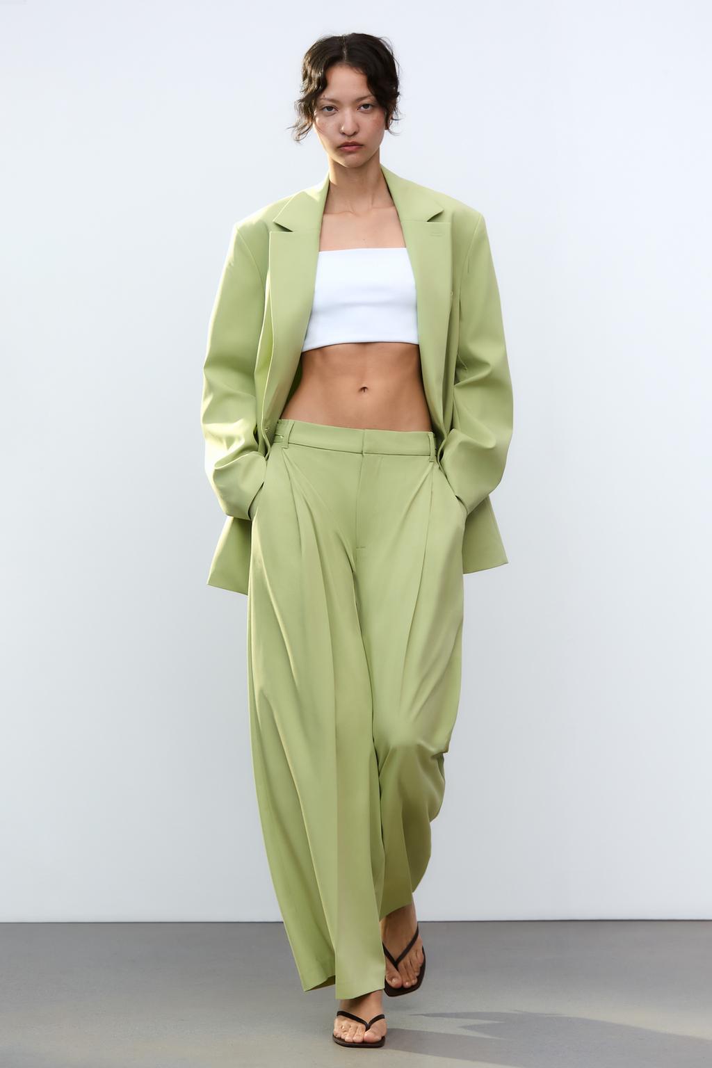 

Брюки со шлевками для ремня ZARA, цвет Apple green