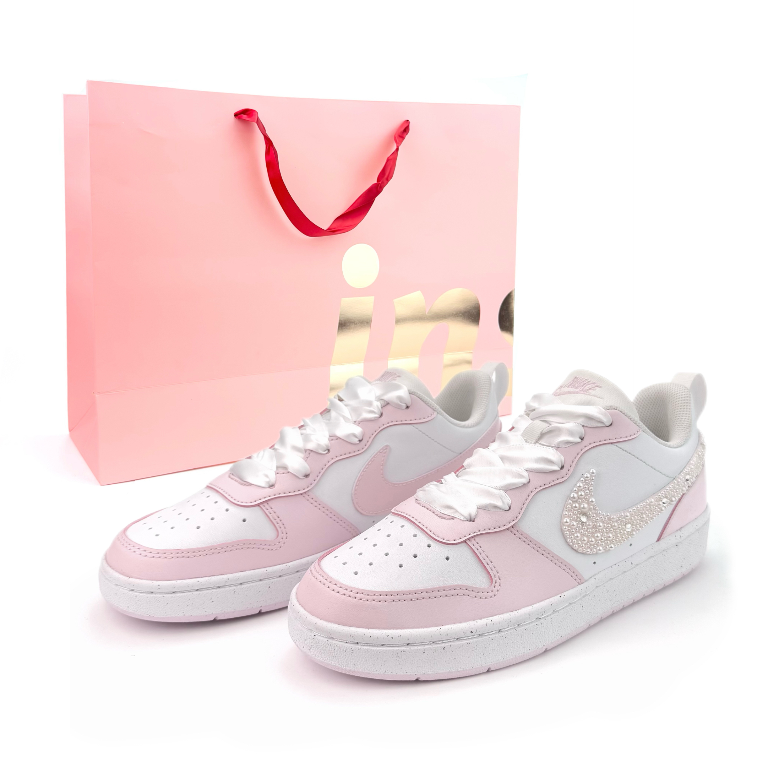 

Nike Кроссовки Court Borough White Peach Pearl Low для скейтбординга для детей и подростков