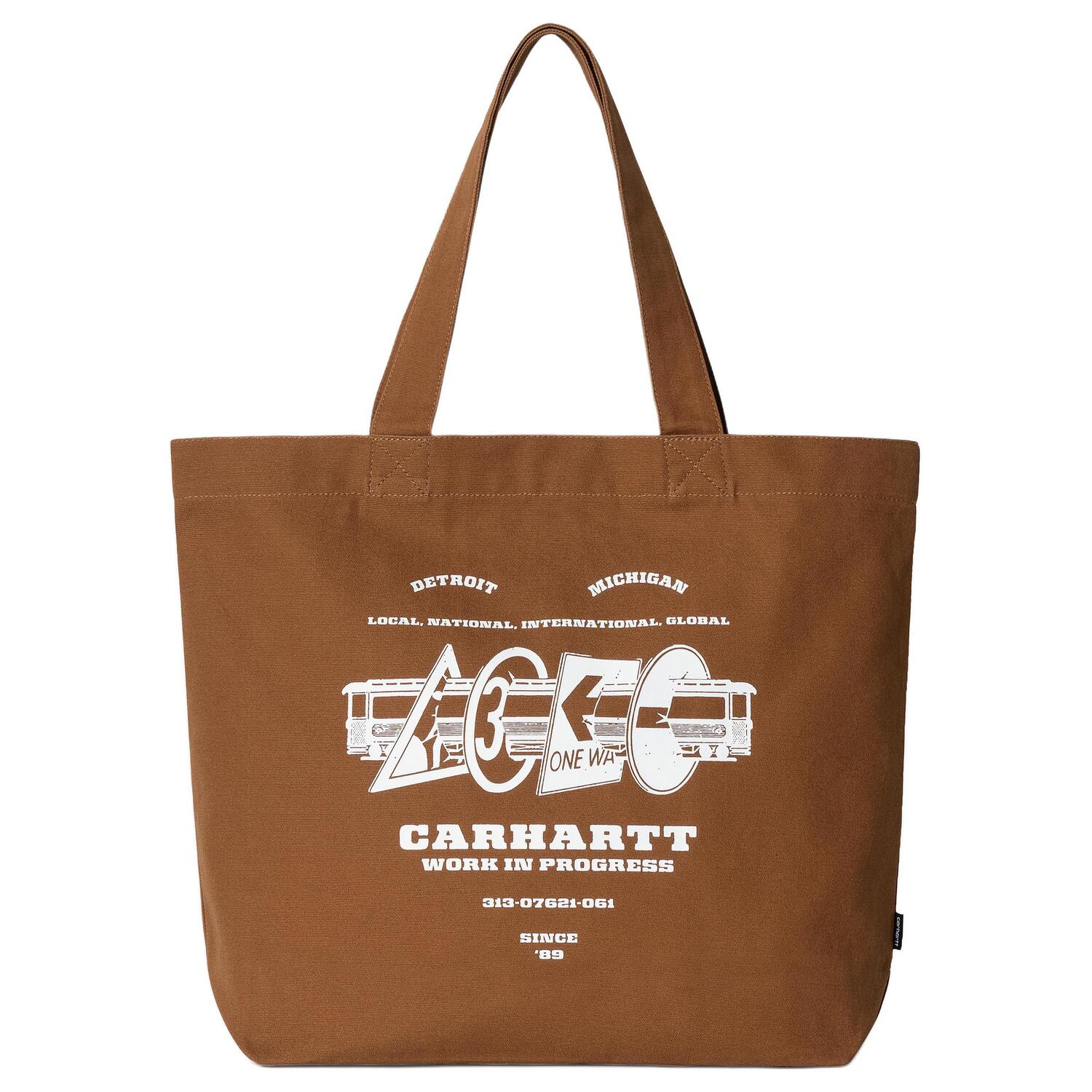 

Carhartt WIP Хлопковая сумка через плечо большая унисекс коричневая, Brown