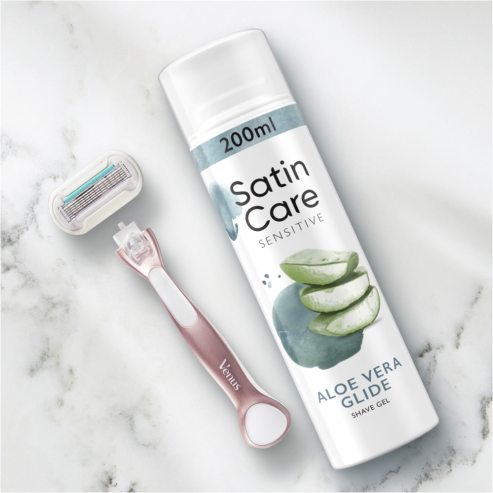 Гель для бритья Venus Satin Care для женщин Gillette, aloe vera 200 мл — фото 2