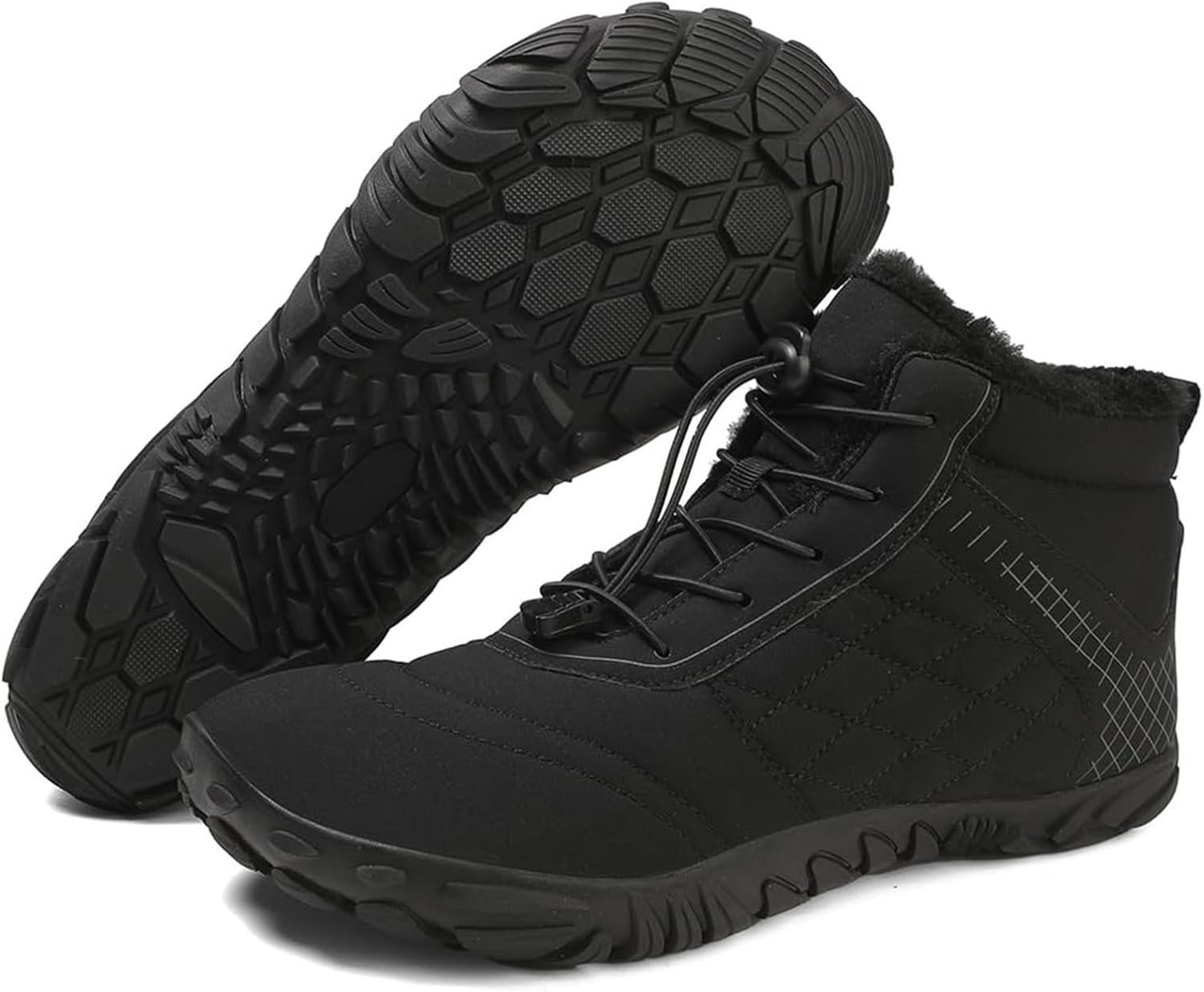 

Мужские зимние походные ботинки, теплые, без шнуровки, с нулевым перепадом высоты, широким носком, шнуровкой, минималистичные, водонепроницаемые Xdfvc, черный