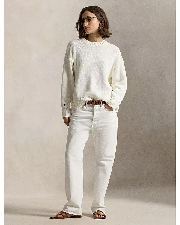 Свободный свитер с круглым вырезом Ralph Lauren, White — фото 2