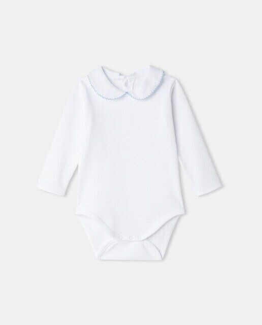 

Боди с длинными рукавами и воротником пике Cotton Juice, белый