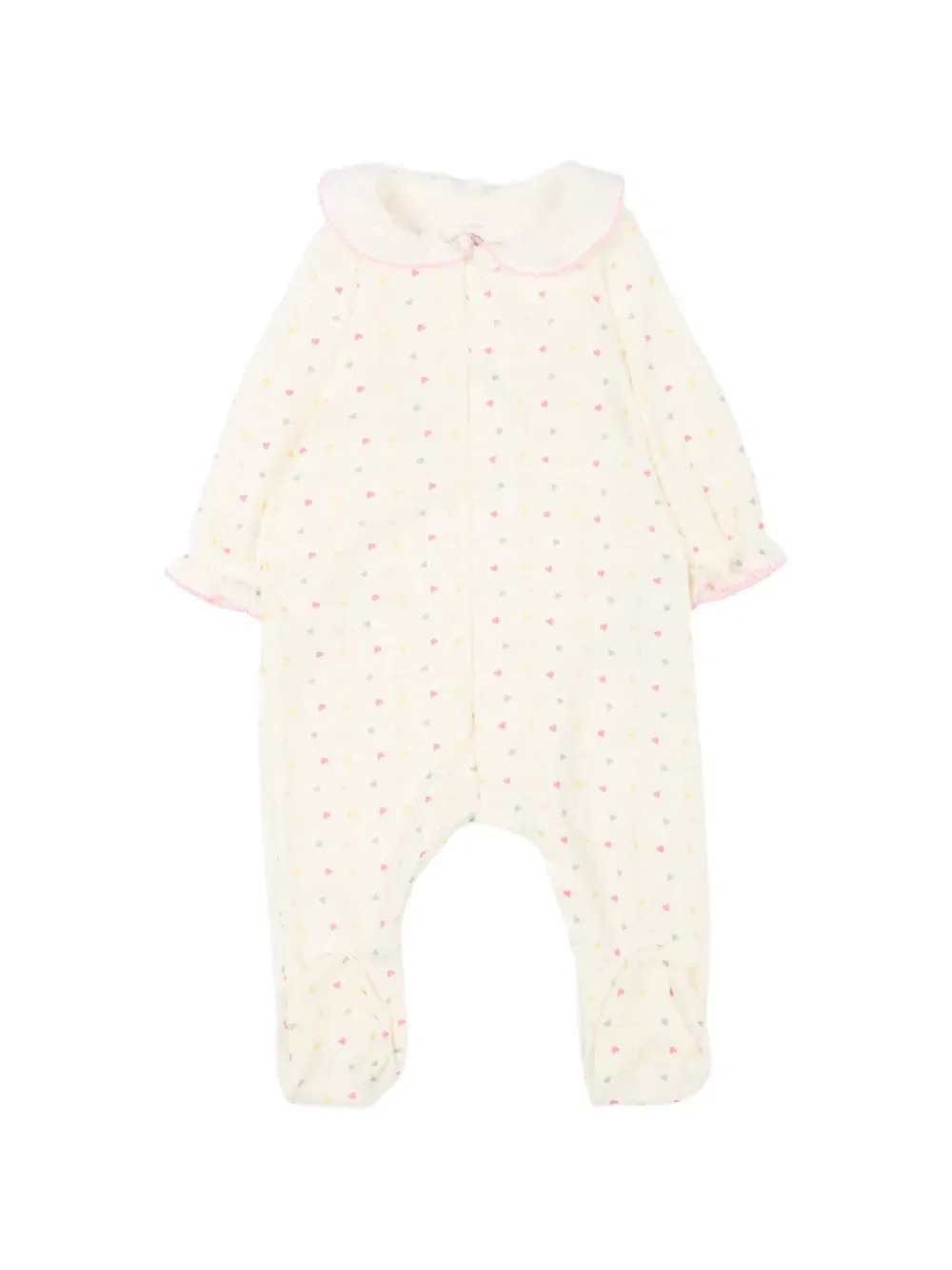 Пижама с рюшами и принтом в виде сердечек Petit Bateau, нейтральный
