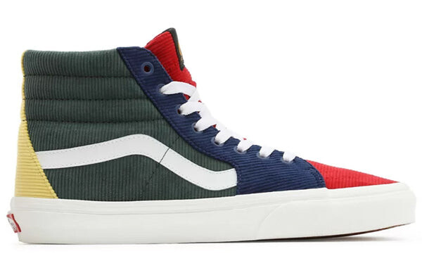 Кроссовки mixed corduroy sk8-hi high-top sneakers green/blue/red Vans, зеленый — фото 2